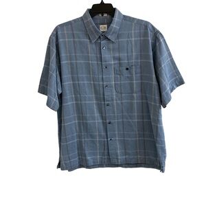 Geoffrey Beene Shirt Weathered Twill Men's Size XL Blue Button Up Short Sleeve